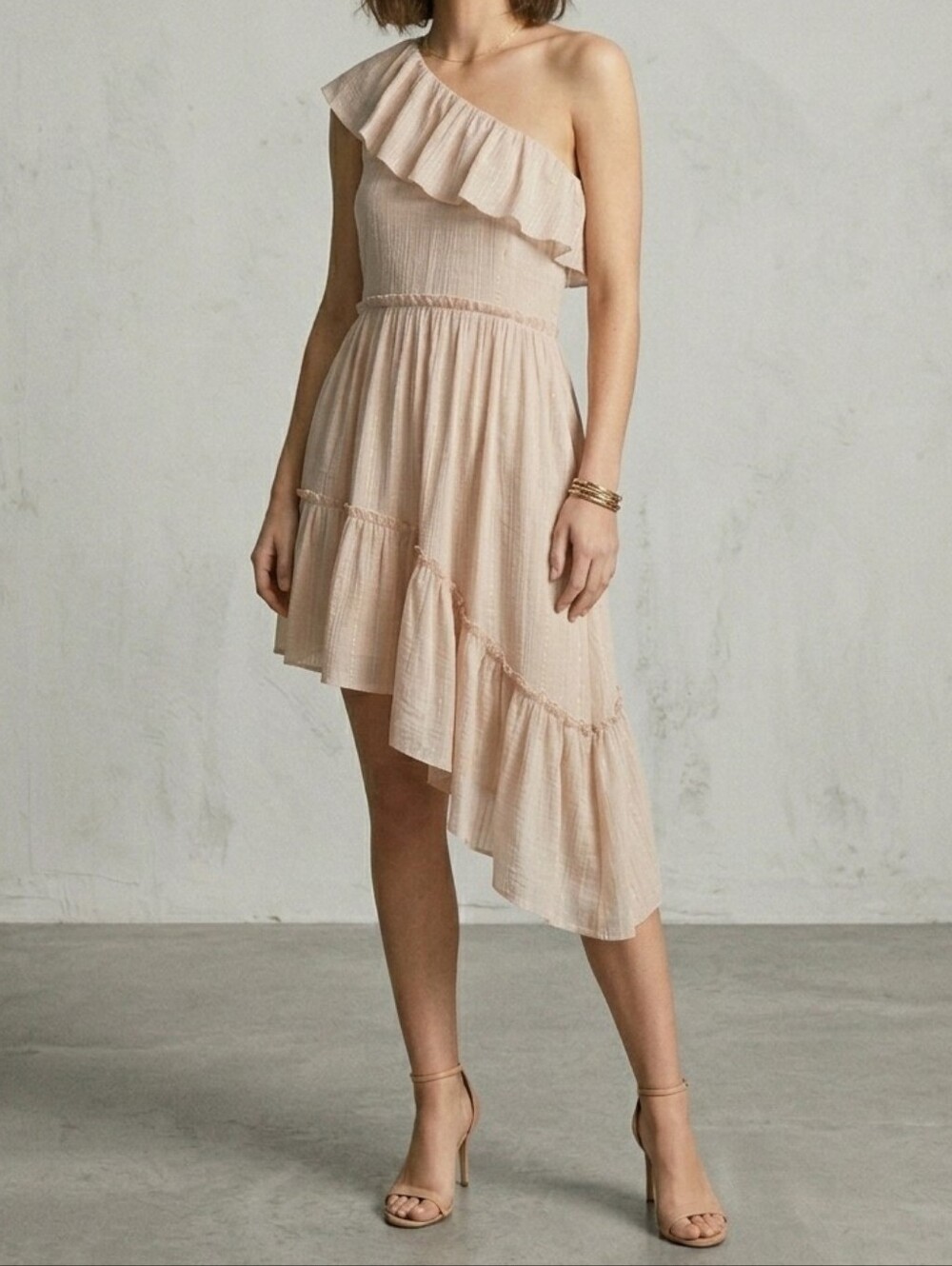 LoveShackFancy Silk One Shoulder Asymmetrical Dress